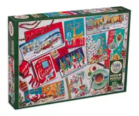 Puzzle Cobble Hill din 1000 de piese - Felicitări de Crăciun