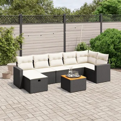 Gossi set mobilier de gradina cu perne, 8 piese, negru, poliratan