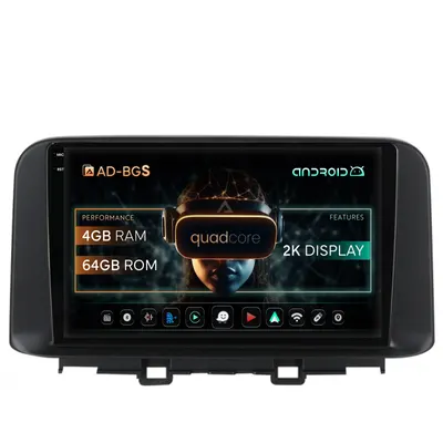 Navigatie 2K Hyundai Kona (2018+), Android, S-Quadcore 4GB RAM + 64GB ROM, 10.36 Inch - AD-BGS100042K+AD-BGRKIT183V2