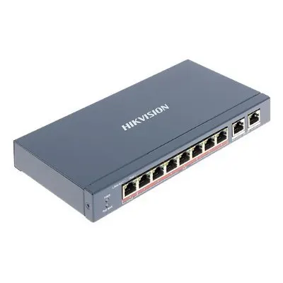 Switch PoE Hikvision DS-3E1510P-EI/M, 8 porturi PoE Gigabit, 2 porturi RJ45 Gigabit, 60W putere totala