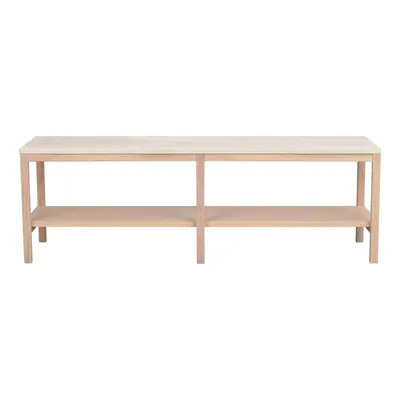 Masă consolă albă/în culoare naturală cu blat din piatră 140x40 cm Orwel - Rowico