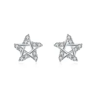 Cercei argint 925, JW1829, model stelute, placati cu rodiu