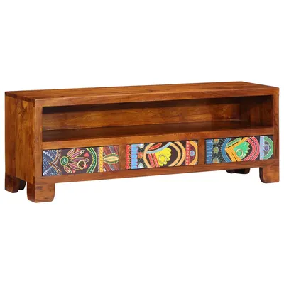 Gossi dulap tv multicolor 110x30x40 din lemn masiv de salcam