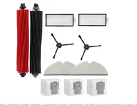Set accesorii PAA-home, compatibile cu aspiratoarele Roborock Q8 Max +, continut: 2 lavete, 2 filtre, 2 perii laterale negre, 2 peri centrale, 3 saci