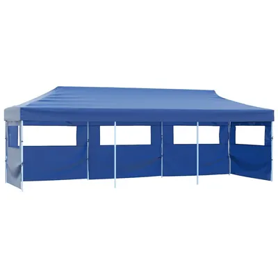 vidaXL Cort petrecere pliabil cu 5 pereți laterali, albastru, 3 x 9 m