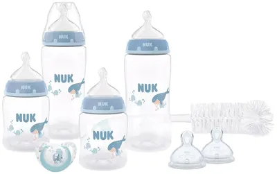 Set biberon NUK First Choice + - TC, PP, 8 bucăți, 150 ml + 300 ml, pentru băieți