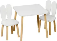 Set de masă pentru copii cu 2 scaune Ginger Home - Bunny, alb