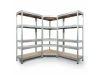 Pachet 3 rafturi metalice cu coltar, 5 polite cadru otel galvanizat, polita MDF, 175kg/polita, 180x90x40cm
