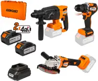 Set cu acumulator Baukraft – BK-AGCDRH3, polizor unghiular, mașină de găurit, ciocan rotopercutor, 18V 2x4Ah, valiză