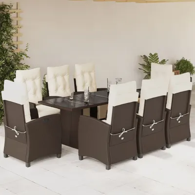 Gossi set mobilier de gradina cu perne, 9 piese, maro, poliratan