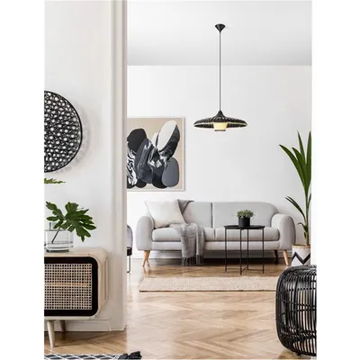 Lampa suspendata CAPA Colorful Natural Rattan Negru Fabric Wire & Baza LED E27 1x12W 230V Fara bec IP20
