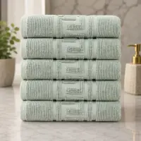 Set 5 prosoape medii, Greek Border, 50x90cm, din 100% bumbac pakistanez, 480g, Menta