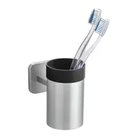 Suport pentru periuța de dinți argintiu mat autoadeziv cu Turbo-Loc din oțel inoxidabil Porto – Wenko