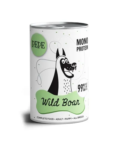 PAKA ZWIERZAKA PEPE Hrană umedă monoproteică cu carne de mistreț 99% 800 g