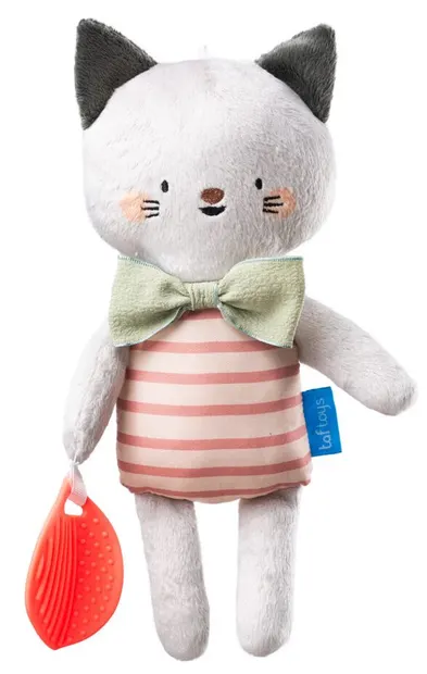 Jucărie senzorială de pluș cu accesoriu de dentiție Taf Toys - Clara pisicuța