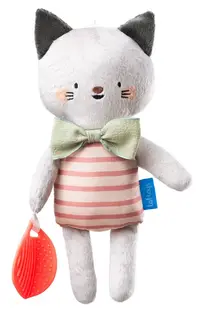 Jucărie senzorială de pluș cu accesoriu de dentiție Taf Toys - Clara pisicuța