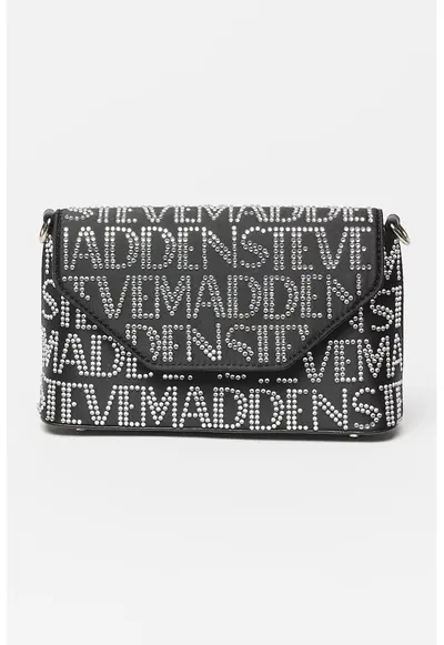 Geanta crossbody din piele ecologica - Negru stins/Argintiu