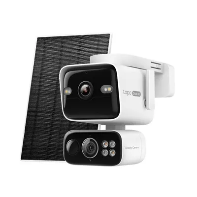 Kit camera supraveghere exterior wireless PT WiFi cu panou solar si lentila duala TP-Link Tapo C675D, 2 x 4K, 2.53 mm + 6 mm, IR/lumina alba 16 m, PIR, detectie AI, 10000mAh, alarma, microfon, difuzor, slot card, auto tracking