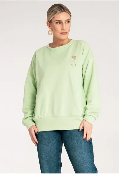 Bluza de trening dama verde - broderie - bumbac/poliester