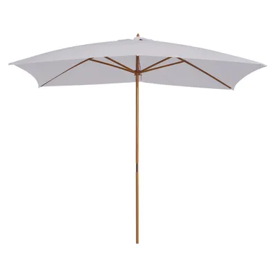Outsunny Umbrelă de Grădină 2x3m Parasolar Impermeabil din Lemn Lacuit cu Copertină Detașabilă Alb | Aosom Romania