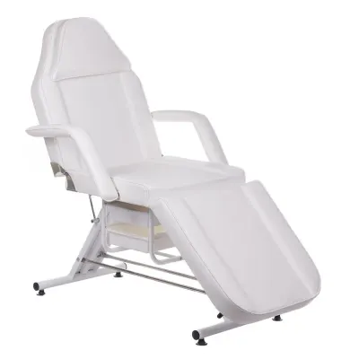 Fotoliu cosmetic reglabil manual, 2 tavite depozitare, tetiera detasabila, piele ecologica, maxim 160 kg