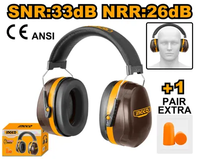 Casti Protectie Fonica Industrial HEM3328 – SNR 33dB, NRR 26dB, Carcasa Dubla ABS, Banda Reglabila, Set cu Dopuri SNR 38dB