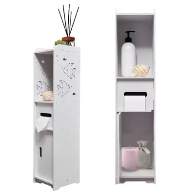 Dulap vertical baie, 3 compartimente, 80 cm, Alb