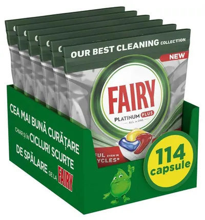 Capsule pentru mașina de spălat vase Fairy - Platinum Plus, Anti-Dull, 114 buc