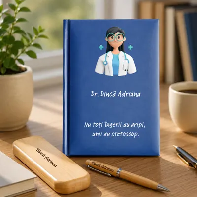 Cadou pentru Doctor - Agenda + set de scris personalizat