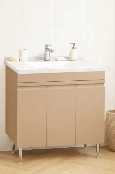 Set Baza front MDF si Lavoar seria 886, montat, 80 cm, cappuccino