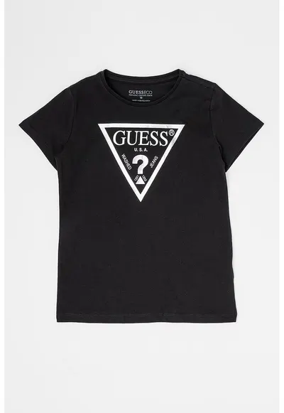 Tricou de bumbac cu imprimeu logo metalizat - Negru/Argintiu