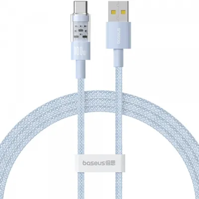 Cablu Date si Incarcare USB-A - USB-C Baseus Gem, 100W, 1m, Bleu P10373002311-00