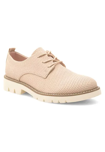 Pantofi dama - piele ecologica - roz - tocul plat - varf rotund