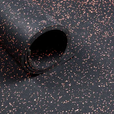 Pardoseală sportivă - Rolă de 12,5 m² - Grosime 6 mm - Negru / Portocaliu