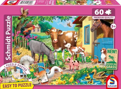 Puzzle pentru copii Schmidt din 60 piese - Animalele de la fermă
