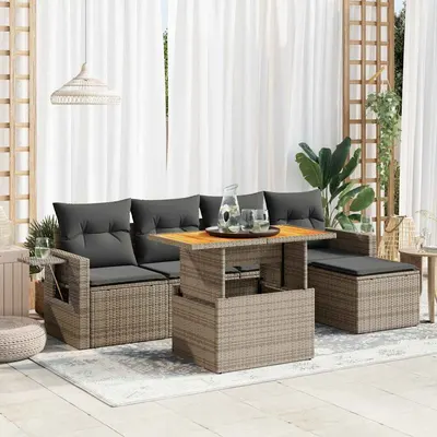 Gossi set mobilier gradina cu perne, 6 piese, gri, poliratan