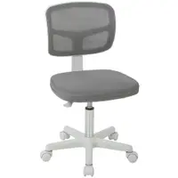 Vinsetto Scaun de birou ergonomic fără cotiere, fotoliu pivotant, spătar curbat din plasă și roți, Gri | Aosom Romania