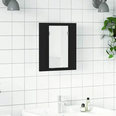 vidaXL Dulap de baie cu oglindă & LED, negru, 40x12x45 cm, acril