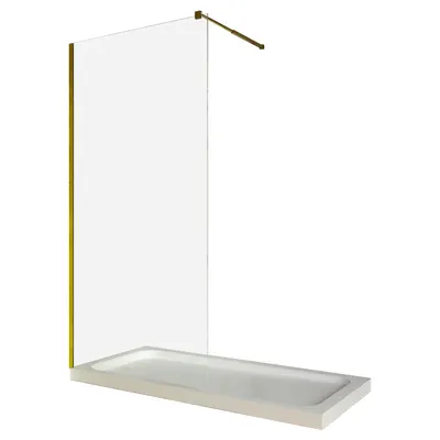 Paravan dus walk in / Perete dus sticla transparenta 8 mm profil auriu tija extensibila 90 x 200 cm