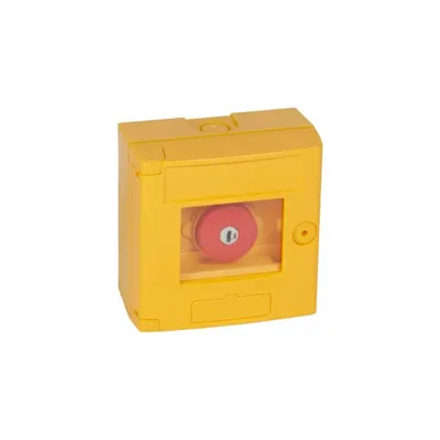 Break glass emergency box-mushroom head-surface mounting-IP44-yellow box cuout LED