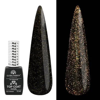Top Coat reflector pentru unghii, Global Fashion, auriu, 12ml Engros