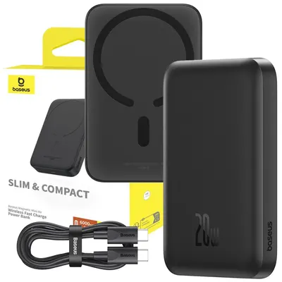 Powerbank inducție Baseus 6000mAh 20W USB-C wireless & cabluri