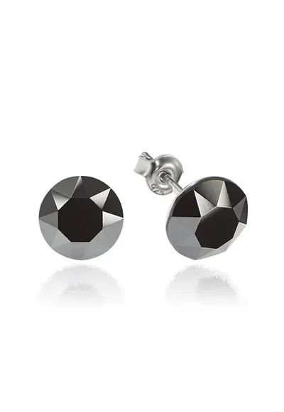 Cercei Argint 925 placat cu rodiu cu cristale Swarovski® Xirius 8mm - Negru