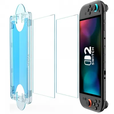 Folie Protectie Ecran Techsuit SwitchAura Applicator pentru Nintendo Switch 2, Sticla Securizata, Set 2 bucati