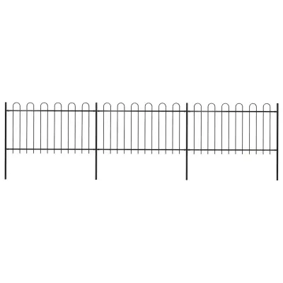 vidaXL Gard de grădină cu vârf circular din oțel, 504x100 cm, negru