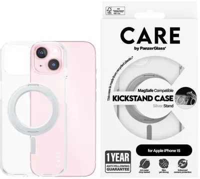 Husă CARE - Silver Kick MagSafe, iPhone 15, transparent