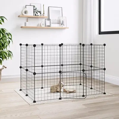 Gossi cusca animale de companie cu usa 20 panouri negru 35x35 cm otel