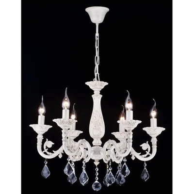 Candelabru Bianco ,6 becuri dulie E14, 230V,D.64cm, H.50 cm,Alb