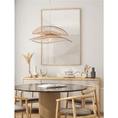 Lampa suspendata ARTIC Natural Bamboo & Rattan Nisipiu Alb Otel Baza LED E27 · 1x12 Wat 100-240 Volt IP20