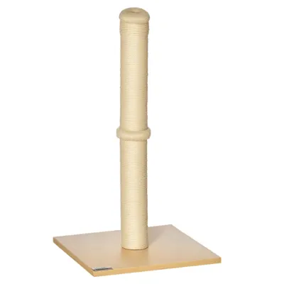 PawHut Stâlp de Zgâriat pentru Pisici cu Bază din PAL, 34x34x60 cm, Bej | Aosom Romania